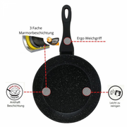 Cheffinger CF-FA03: 3 Pieces Marble Coated Frying Pan Set Red/Black