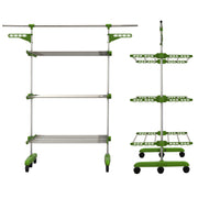 Herzberg 3-Tier Clothes Laundry Drying Rack Green