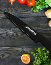 Herzberg 8 Pieces Knife Set with Acrylic Stand - Black Marble