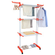 Herzberg HG-8034ORG: Moving Clothes Rack - Orange