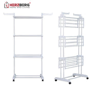 Herzberg HG-8034WHT: Moving Clothes Rack - White