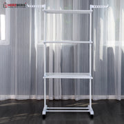 Herzberg HG-8034WHT: Moving Clothes Rack - White