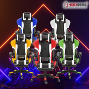 Herzberg HG-8083: Tri-color Gaming and Office Chair with Linear Accent Red