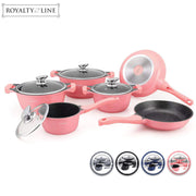 Royalty Line RL-BS1010M: 10 Pieces Ceramic Coated Cookware Set Red/Black