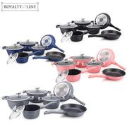 Royalty Line RL-BS1010M: 10 Pieces Ceramic Coated Cookware Set Red/Black