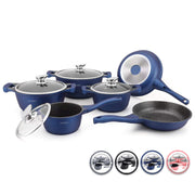 Royalty Line RL-BS1010M: 10 Pieces Ceramic Coated Cookware Set Red/Black