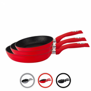 Royalty Line RL-FM3F: Marble Coating Forged Aluminum 3 Pieces Fry Pan Set Black