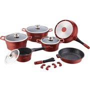 Royalty Line RL-ES1014M: 14 Pieces Marble Coated Cookware Set Copper